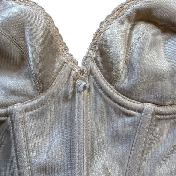 Vintage Adonna Bustier 34B Cream Underwire Longline Bra JCPenny 80s Pinup Corset - Picture 3 of 14